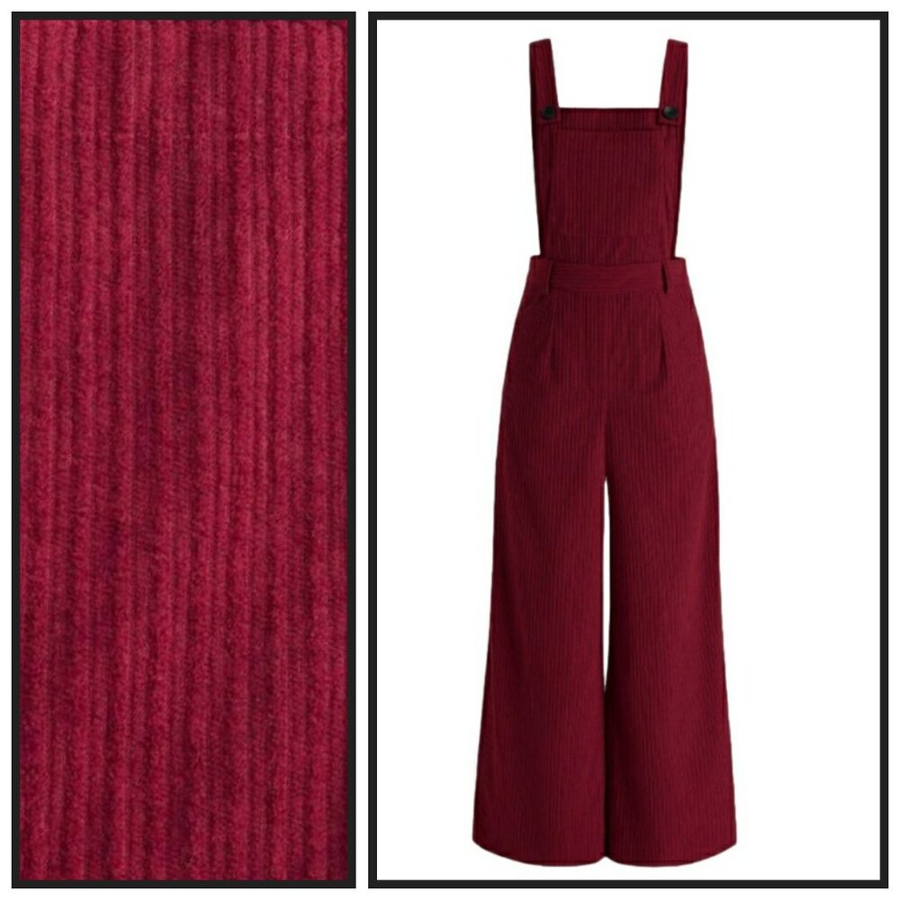 Cider Ribbed Wide-Leg Burgundy Jumpsuit